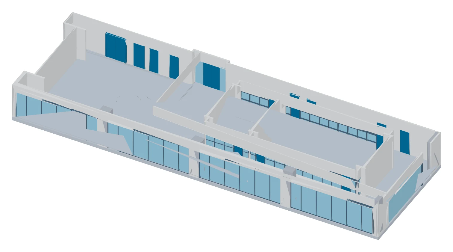 Architecture scope: walls, doors, curtain walls and floors (from the sample IFC)