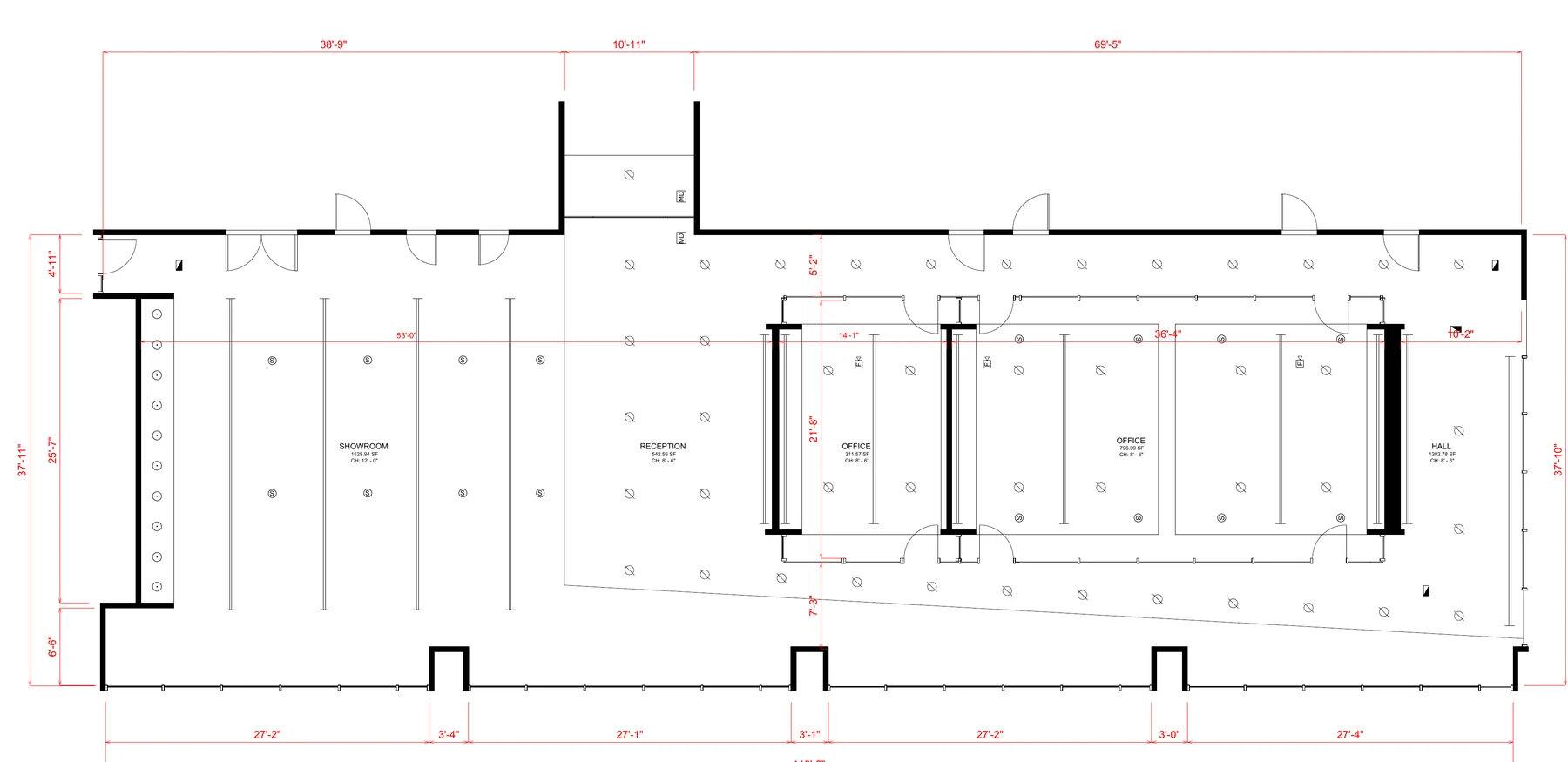Reflected ceiling plan with lighting