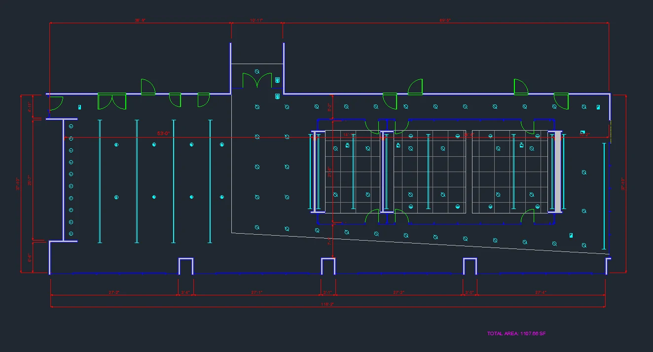 The DWG in AutoCAD: ceiling and electrical layers