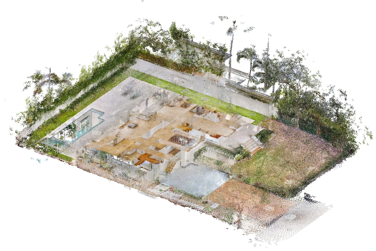 The whole property: house, pool, garden and trees