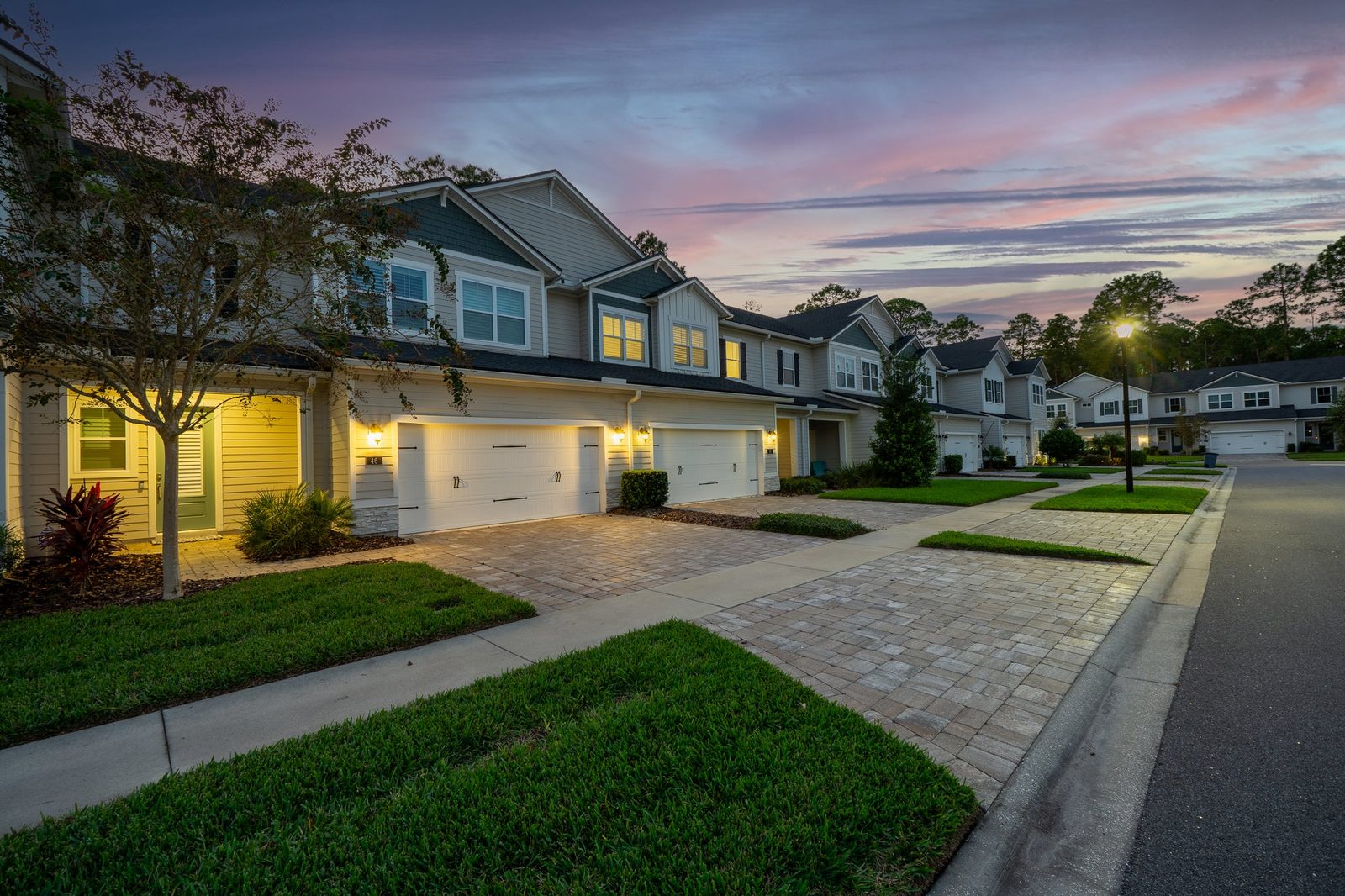 Twilight photo of a Nocatee home