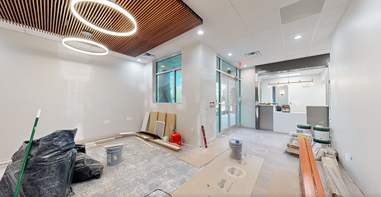 Dental office interior mid build-out with exposed finishes and materials, documented in a Matterport digital twin - Jacksonville FL