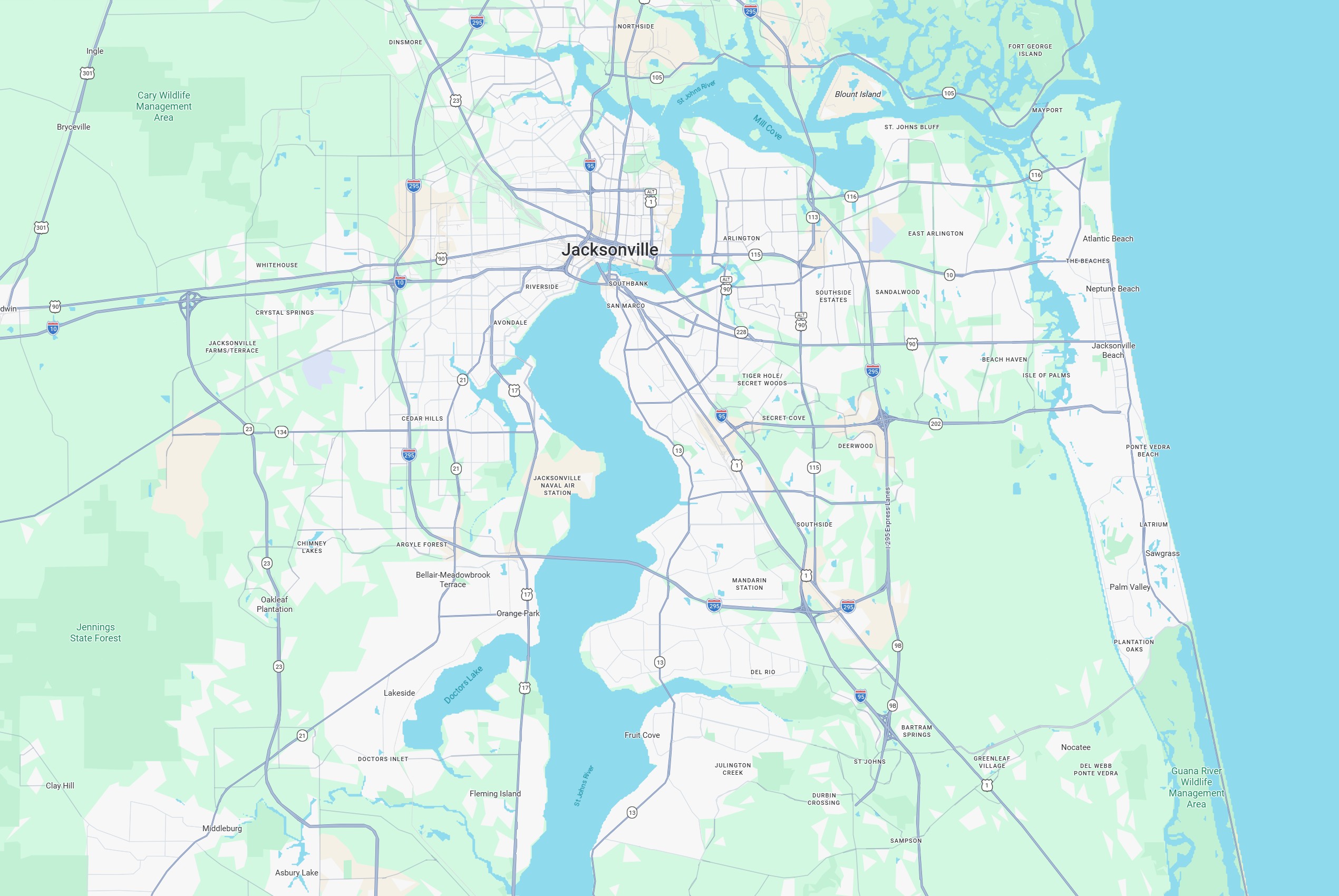 A Jacksonville business shown on Google Maps